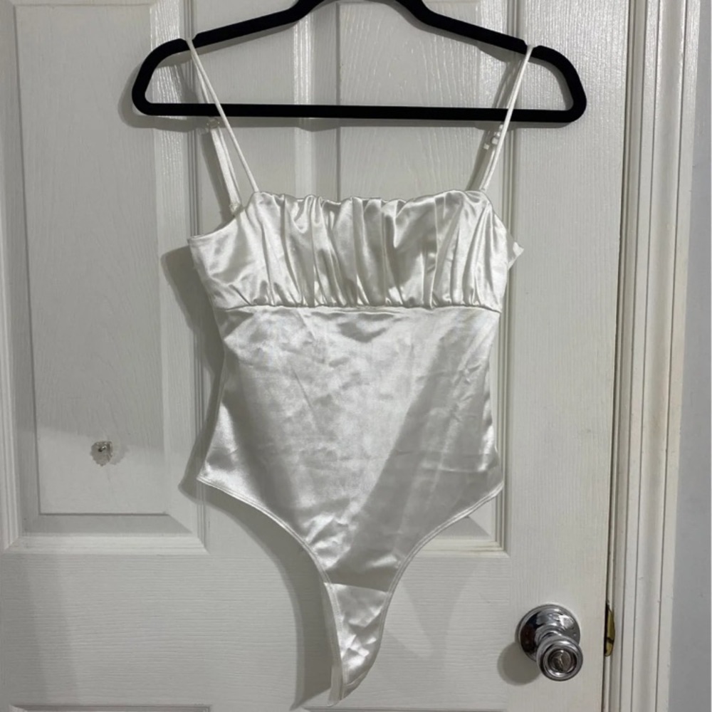 White satin bodysuit